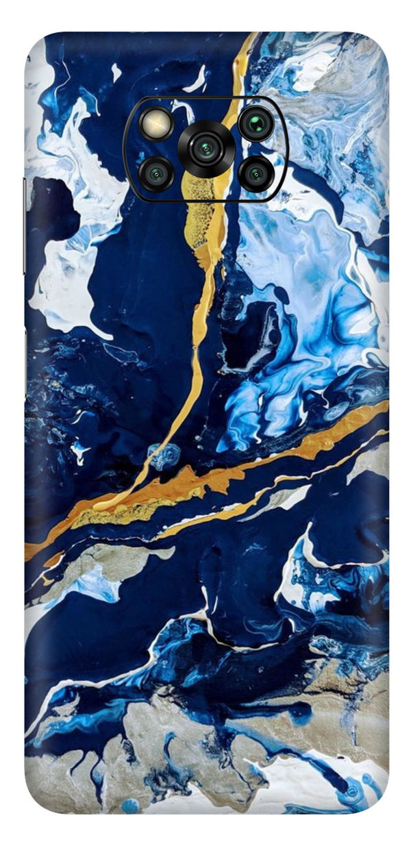 Blue Gold Marble Mobile 6D Skin